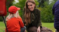 The Princess of Wales wore a dark green silk scarf she received as a gift from luxury fabric manufacturers Stephen Walters when she visited Sudbury Mill in Suffolk last week