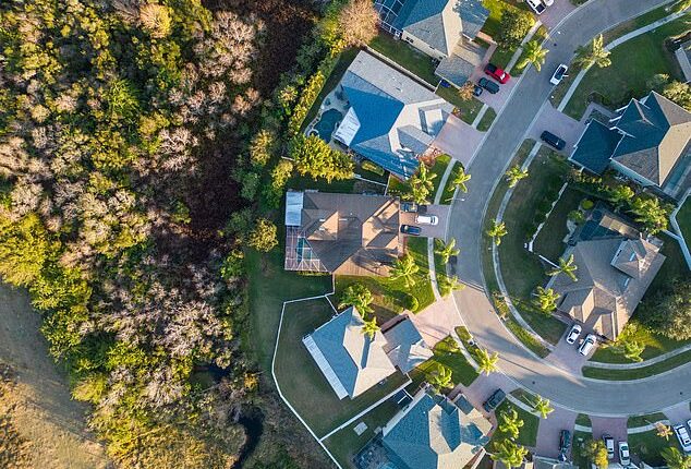 Florida saw the most significant drop - with a loss of $109 billion in total market value from July 2024 to June 2025 (pictured: Homes in Tampa, FL)