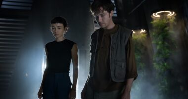 FX's Alien: Earth -- "The Real Monsters" -- Season 1, Episode 8 (Airs Tues, Sept 23) -- Pictured (L-R): Sydney Chandler as Wendy, Alex Lawther as Hermit. CR: Patrick Brown/FX