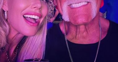 Sky Daily, Hulk Hogan's widow, appears next to the WWE great as he pitches his beer brand