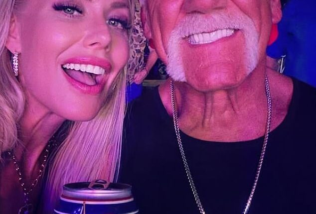 Sky Daily, Hulk Hogan's widow, appears next to the WWE great as he pitches his beer brand