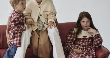 Binky and her three children - India, Wolfie and Wilder - in the new Binky Felstead M&S range