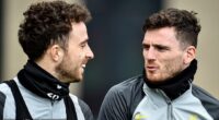 Great pals Diogo Jota and Andy Robertson enjoy a chat during a Liverpool training session back in 2022