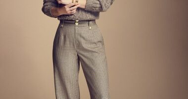 Jumper £395, herdwear.co; trousers, £299, holland cooper.com; shoes, £44, next.co.uk