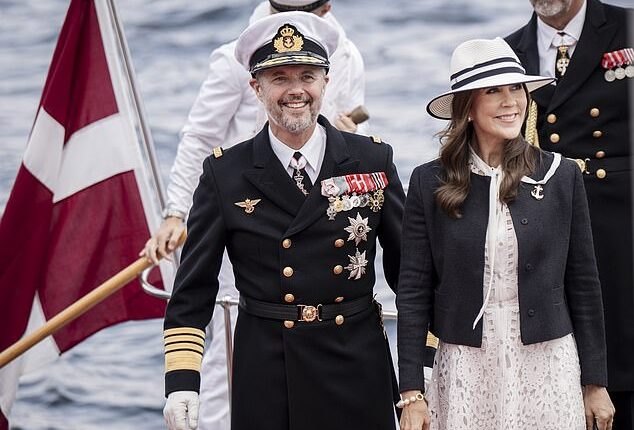 King Frederik and Queen Mary of Denmark, pictured here disembarking the royal ship Dannebrog in Copenhagen on September 10, have a new reason to smile