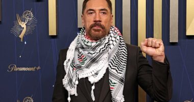 Javier Bardem was among the Hollywood stars to express their support for Palestine on Sunday at the show from the Peacock Theatre at LA Live in Los Angeles