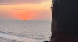 Jennifer Aniston said goodbye to the summer yesterday with a selection of snaps, and the Mail can reveal that the mystery silhouette in one image is her boyfriend Jim Curtis