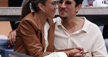 Jessica Alba and Danny Ramirez put on a loved up display leading the stars at US Open final at the Billie Jean King National Tennis Center in NYC on Sunday