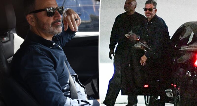 Jimmy Kimmel pictured smirking, visiting his lawyer's office after late-night show suspension