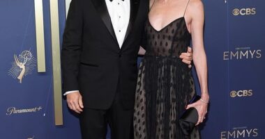 As Jimmy Kimmel faces what might be the abrupt conclusion of his late-night talk show after 22 years on ABC, he'll be receiving love and encouragement from his most fervent supporter - his second wife Molly McNearney (pictured Sunday)