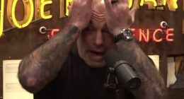 Rogan, 58, was seen with his hands on his head in distress after learning the devastating news. 'This just happened, we just found out Charlie Kirk was shot,' he said in shock on his podcast