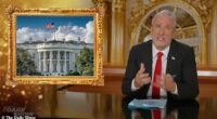 Jon Stewart has followed his late-night colleagues in solidarity with suspended host Jimmy Kimmel with a satirical 'administration compliant' opening monologue