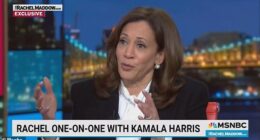 Rachel Maddow pushed Kamala Harris on the former vice president's claims in her book that she would have ran her 2024 campaign with Pete Buttigieg if he weren't gay