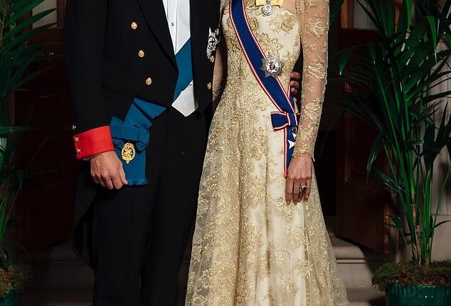 The Prince and Princess of Wales put on dashing displays in formal attire at the Windsor Castle state banquet during U.S. President Donald Trump's state visit yesterday evening