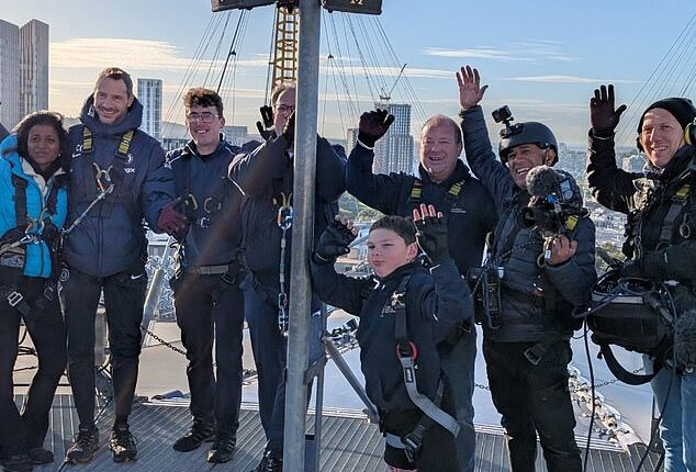Double amputee Tony Hudgell has completed his most ambitious fundraising challenge to date by climbing the O2 Arena