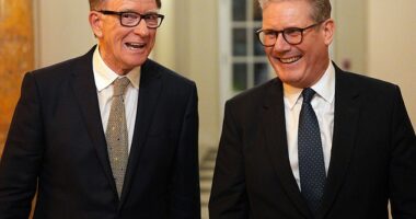 Prime Minister Sir Keir Starmer with former British Ambassador to the US Lord Peter Mandelson, who has since been sacked from his position