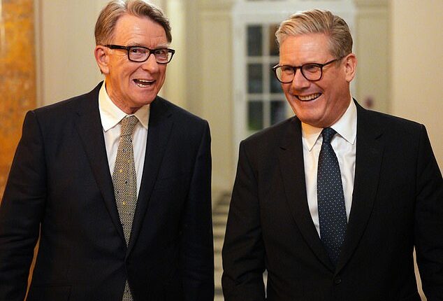 Prime Minister Sir Keir Starmer with former British Ambassador to the US Lord Peter Mandelson, who has since been sacked from his position