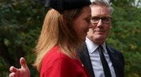 Sir Keir Starmer and his wife Victoria pictured arriving today for a church service at Crathie Kirk, near Balmoral, Scotland