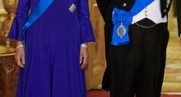 Charles, 76, and Camilla, 78, (pictured at the State Banquet for President Trump) will travel to Vatican City in late October to meet Pope Leo XIV to celebrate the 2025 Jubilee Year