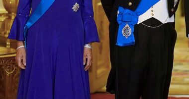 Charles, 76, and Camilla, 78, (pictured at the State Banquet for President Trump) will travel to Vatican City in late October to meet Pope Leo XIV to celebrate the 2025 Jubilee Year
