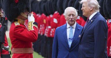 King Charles III seemingly showed signs of impatience when Donald Trump stopped to speak to the guard of honor - but was ultimately able to keep composed