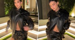 Kylie Jenner wears leather micro- miniskirt seemingly made of belts