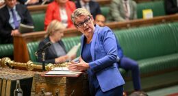 Home Secretary Yvette Cooper (pictured) told Parliament on Monday that she now expects the deportations of migrants to begin ¿later this month¿ - but she would not tell MPs how many people would be in the first tranche