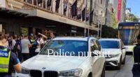 The BMW intercepted by police on Monday in the Bourke Street Mall