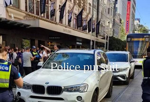 The BMW intercepted by police on Monday in the Bourke Street Mall