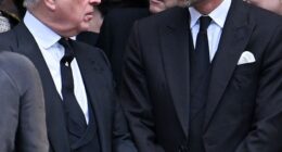 The disgraced Duke of York tried to engage in conversation with his nephew after the pair paid tribute to Katharine Kent in a service at Westminster Cathedral
