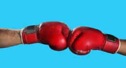 boxing gloves punching each other