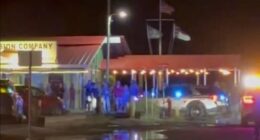 Emergency responders are at the scene of a shooting after a gunman began firing shots into the American Fish Company restaurant on Saturday night
