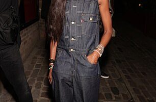 Naomi Campbell (pictured) joined Maya Jama and Sabrina Elba at the launch of former British Vogue boss Edward Enninful 's new media company EE72 at Soho House in London on Friday