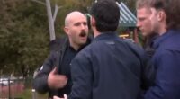 Neo-Nazi leader Thomas Sewell confronted Victorian Premier Jacinta Allan at a press conference on Tuesday