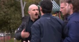 Neo-Nazi leader Thomas Sewell confronted Victorian Premier Jacinta Allan at a press conference on Tuesday