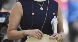Irsay-Gordon is pictured with her headphones, notepad and flip card during a Week 1 win