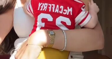 Olivia Culpo, 33, celebrated a special milestone on Sunday, as she took her baby daughter Collette to watch dad Christian McCaffrey play for the first time at home in person