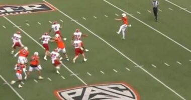 Oregon State puntee AJ Winsor caused chaos after fumbling a snap against Fresno State