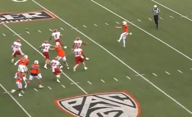 Oregon State puntee AJ Winsor caused chaos after fumbling a snap against Fresno State