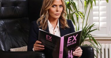 Tongue appeared to be firmly in cheek on Wednesday as unlucky in love Patsy Kensit launched a new phone feature created to help newly single Brits move on from painful breakups