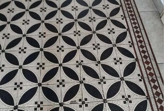 Bianca Siham, from London, was in the waiting area at her dentist surgery when she noticed an infuriating error in the geometric flooring (pictured)