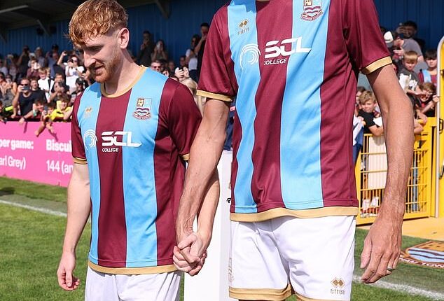 Peter Crouch hilariously appeared as a mascot for non-league Farnham Town on Saturday