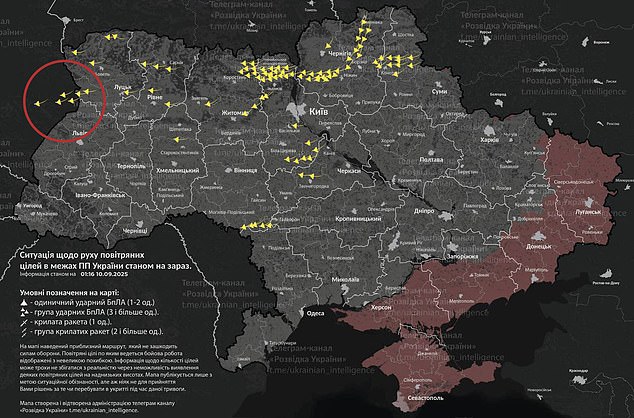 Multiple Russian drones leaving Ukraine airspace into Poland's