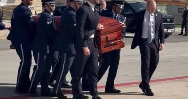 Vice President JD Vance stood front and center as he and members of the National Guard carried Charlie Kirk's coffin to Air Force Two on Thursday