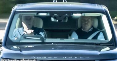 Prince Andrew (pictured) has been spotted in public for the first time since attending the funeral of the Duchess of Kent on Tuesday