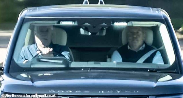 Prince Andrew (pictured) has been spotted in public for the first time since attending the funeral of the Duchess of Kent on Tuesday
