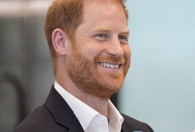 Prince Harry, pictured in London yesterday, has made a surprise visit to Kyiv as part of his work for the Invictus Games