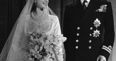 The cheeky nickname Prince Philip called his wife, Queen Elizabeth ll, has been revealed, and royal fans can't get enough. (Pictured: Queen Elizabeth II with her husband Phillip, Duke of Edinburgh, on their wedding day on 20th November 1947)