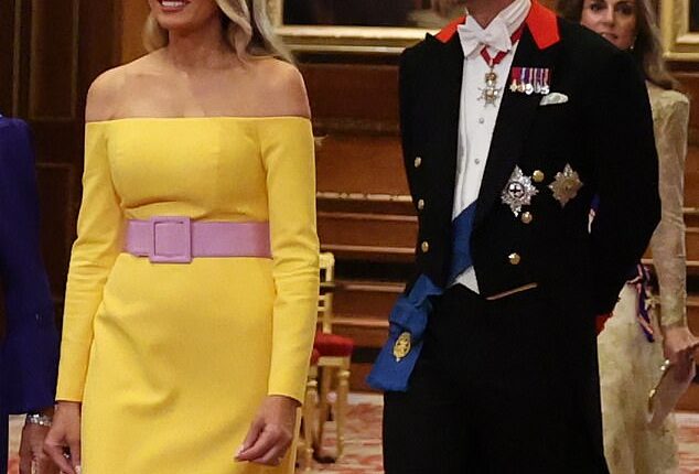 US First Lady Melania Trump is pictured alongside the Prince of Wales during the glitzy state banquet on Wednesday evening