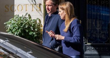 Friends of Princess Beatrice say she would have been keen to help ease the burden on King Charles and Prince William by carrying out more Royal engagements. Pictured: Beatrice with husband Edoardo last week